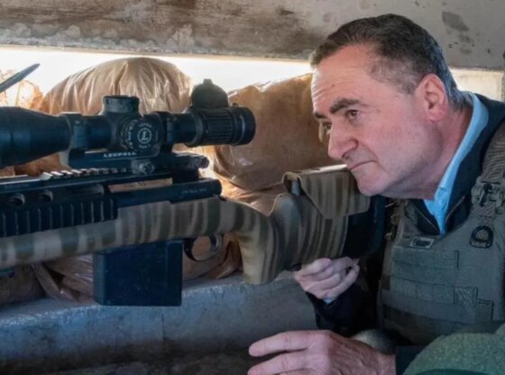 Israel Katz, Israeli Defense Minister, photographed during a visit to troops in southern Lebanon.