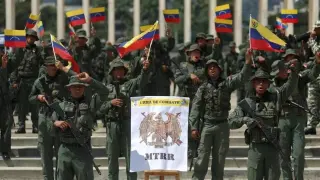 Members of the Bolivarian National Armed Forces (FANB) of Venezuela participate in a caravan in September, in Caracas (Venezuela).