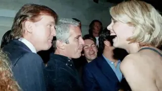 Trump and Epstein with a woman.
