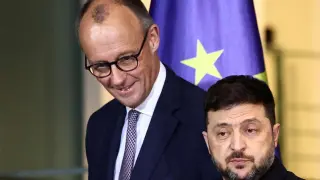 Volodymyr Zelensky and Chancellor Friedrich Merz hold a joint press conference in Berlin.