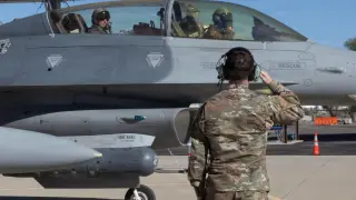 General Gregory Guillot, commander of NORAD, in the back seat of an F-16.