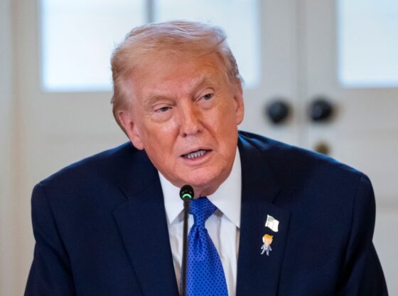 Donald J. Trump speaking at a meeting with oil and gas executives.