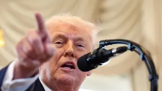 United States President Donald Trump appears from Mar-a-Lago.