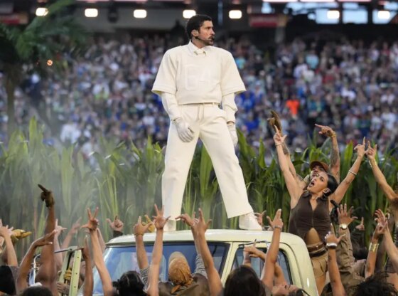 Bad Bunny, at the Super Bowl halftime
