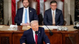 United States President Donald Trump during the State of the Union address.