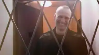 Russian opponent Alexei Navalny during the court hearing this Wednesday, held electronically.