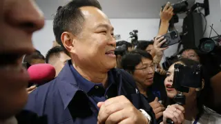 Anutin Charnvirakul, going to the voting center this Sunday.