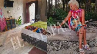 On the left, room 107 of the hotel where Matilde Muñoz Cazorla was temporarily staying; On the right, an image of one of his trips provided by his family.