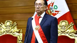 José María Balcázar sworn in as the new president of Peru.