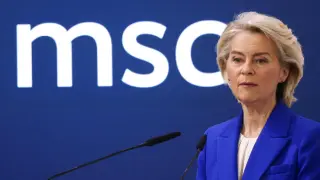 The president of the Commission, Ursula von der Leyen, during her speech this Saturday at the Munich Security Conference