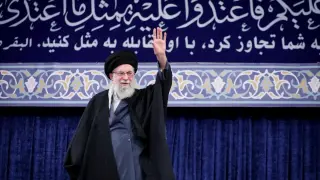 Iran's Supreme Leader Ayatollah Ali Khamenei attends a meeting in Tehran.