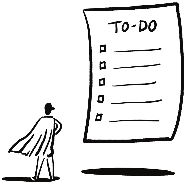 Graphic of a man looking at to-do list